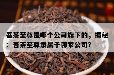 吾茶至尊是哪个公司旗下的，揭秘：吾茶至尊隶属于哪家公司？